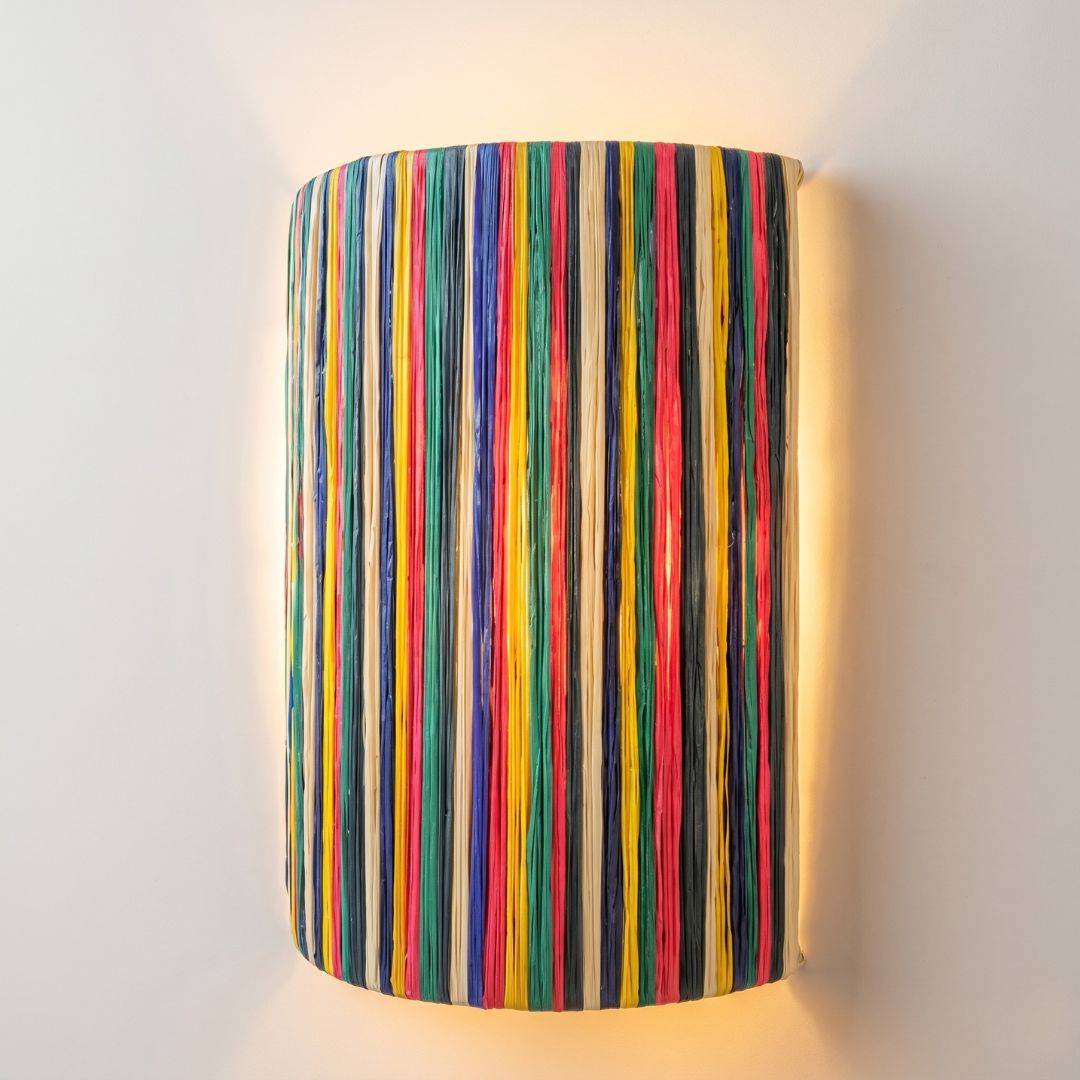 Multi-Color Striped Hand-Woven Wall Sconce