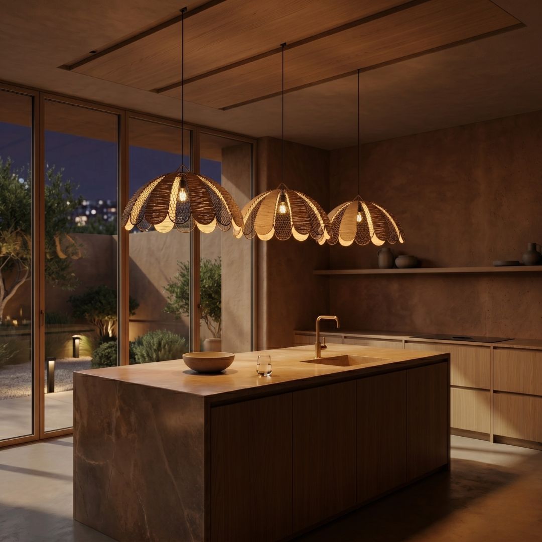 Merzouga Scalloped Raffia Pendant Light