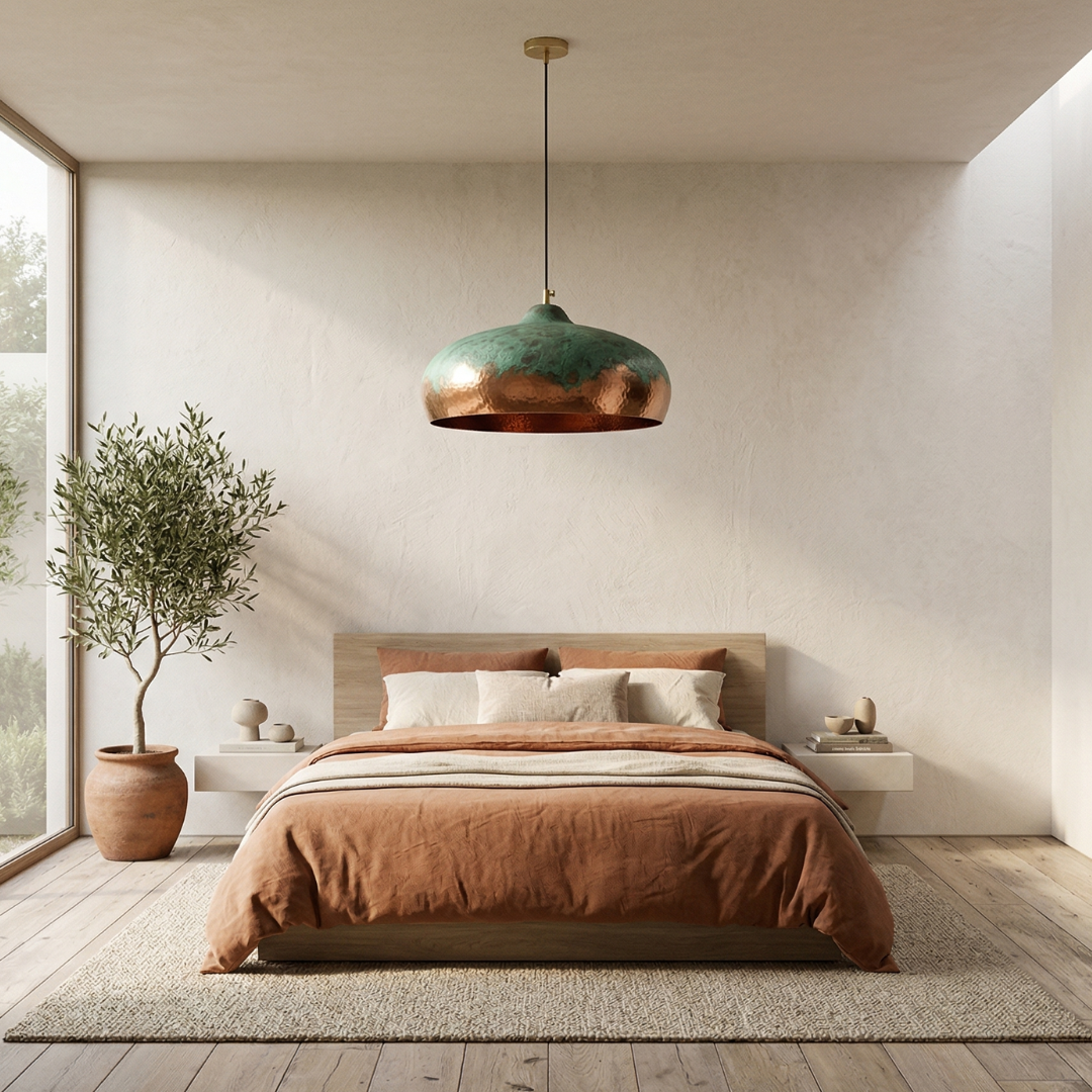 Hand-Hammered Copper Dome Pendant Light