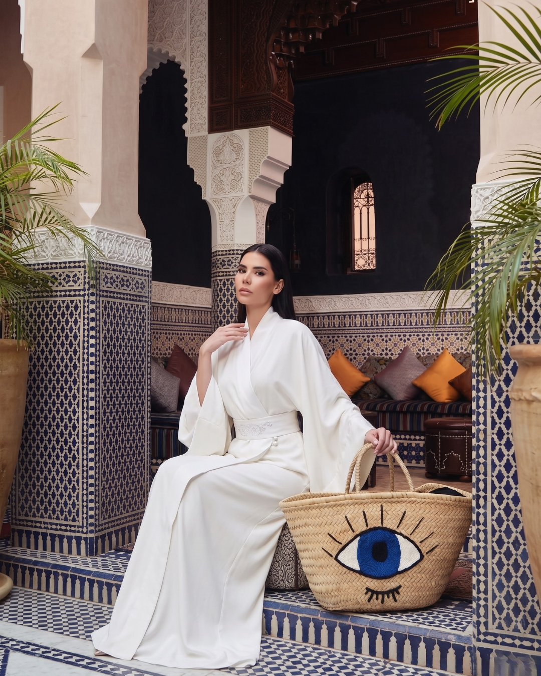 The "NAZAR" Hand-Woven Raffia Tote – Evil Eye Edition