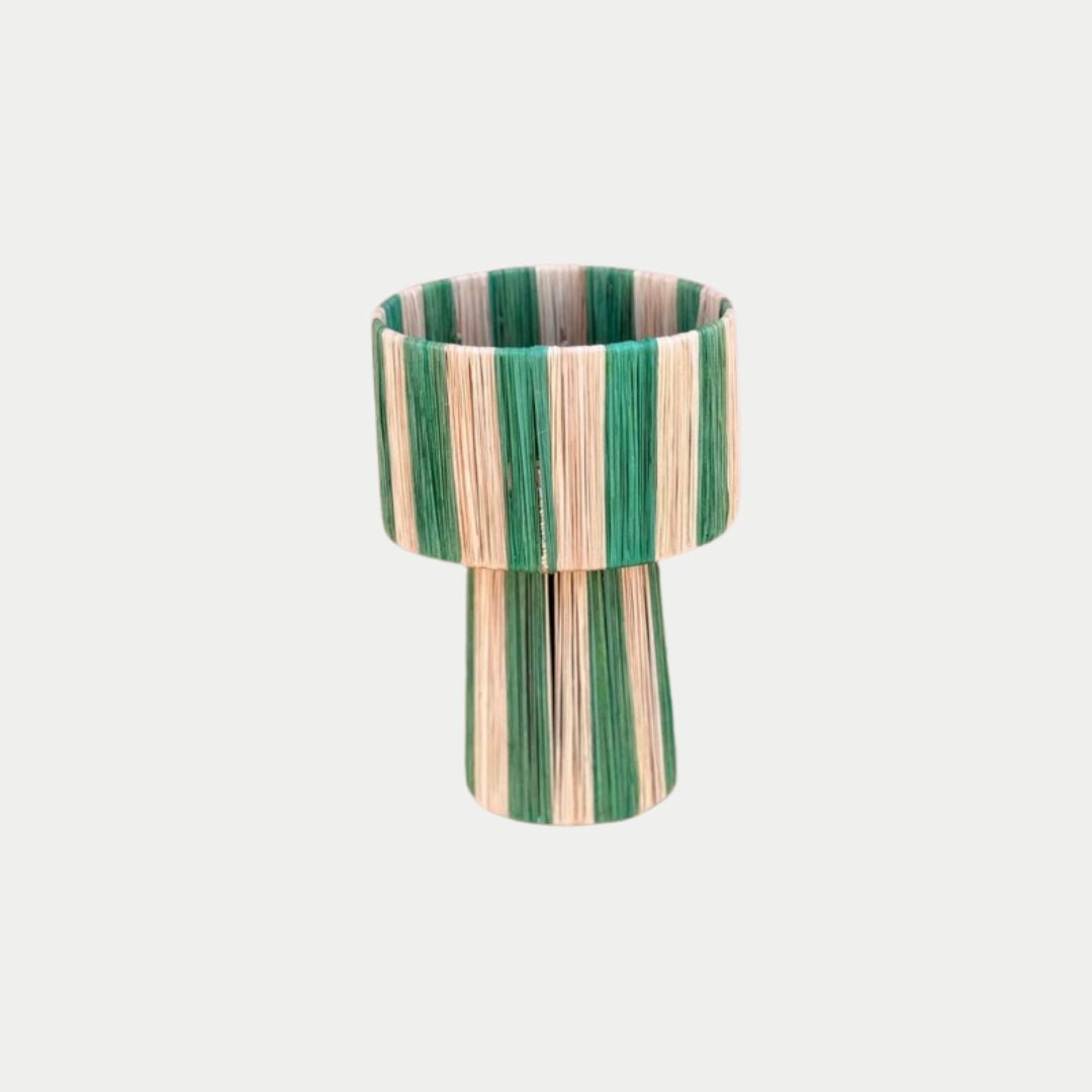Hand-Woven Raffia Pedestal Table Lamp