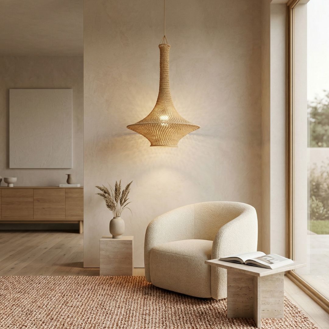 Hand-Crocheted Tiered Pendant Light