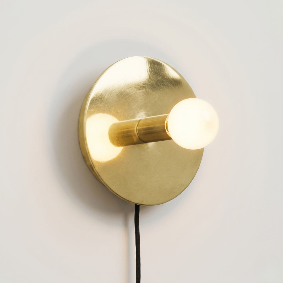 Hand-Burnished Brass Disk Sconce