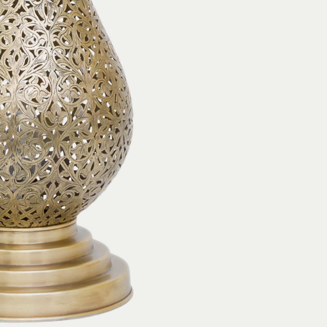 Hand-Engraved Moroccan Teardrop Brass Lamp