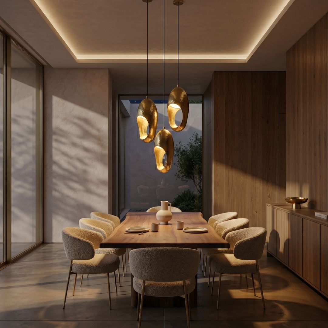 Hammered Brass Oval Pendant Light