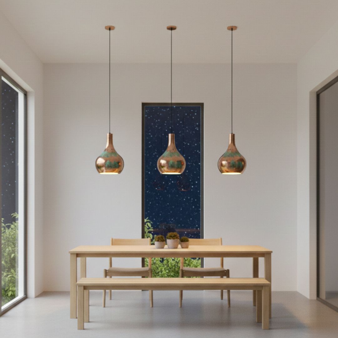 Amayur : Teardrop Patina Copper Pendant Light