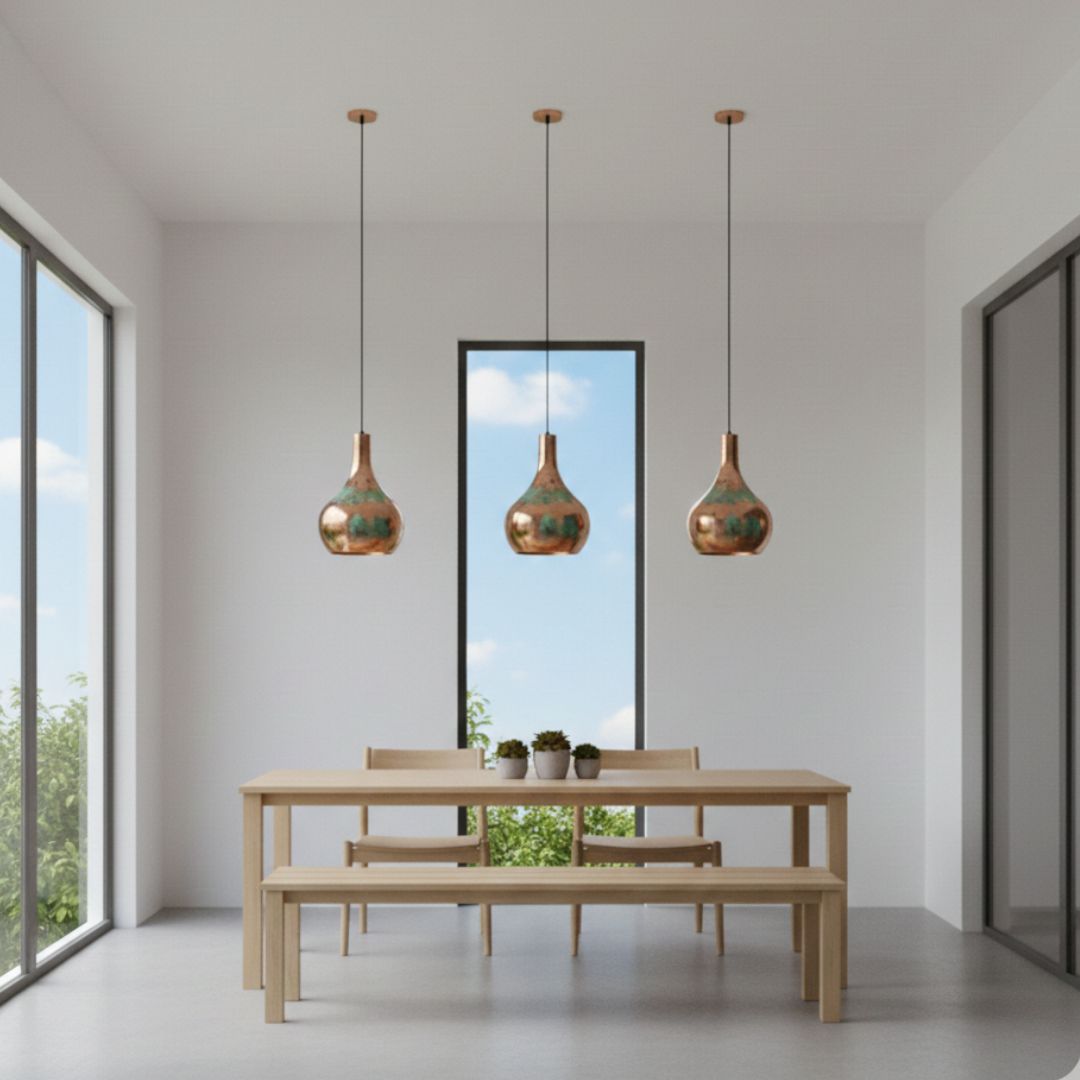 Amayur : Teardrop Patina Copper Pendant Light