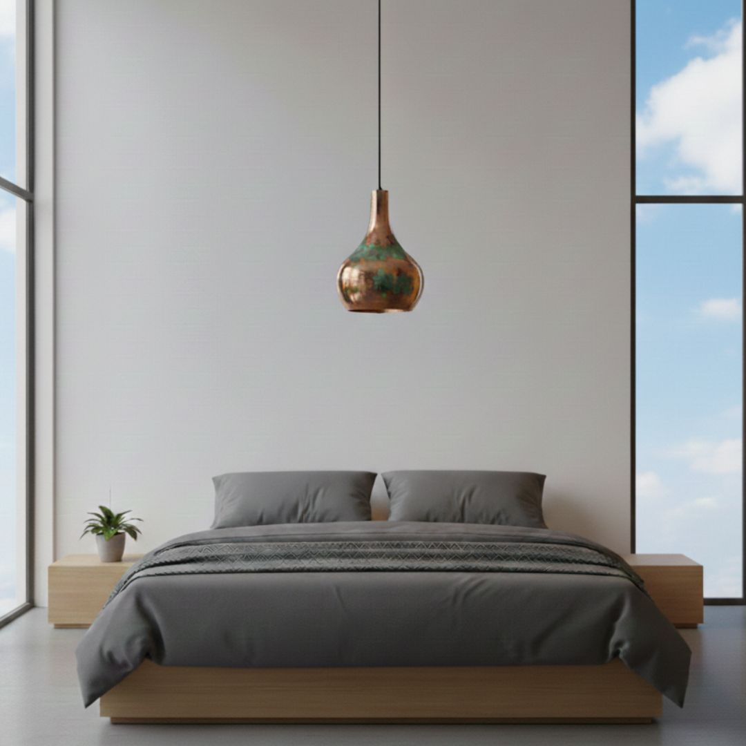 Amayur : Teardrop Patina Copper Pendant Light