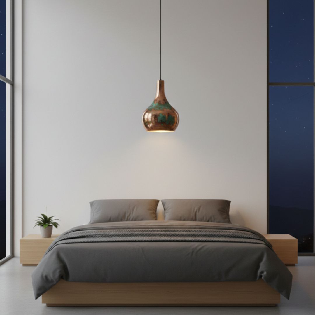 Amayur : Teardrop Patina Copper Pendant Light