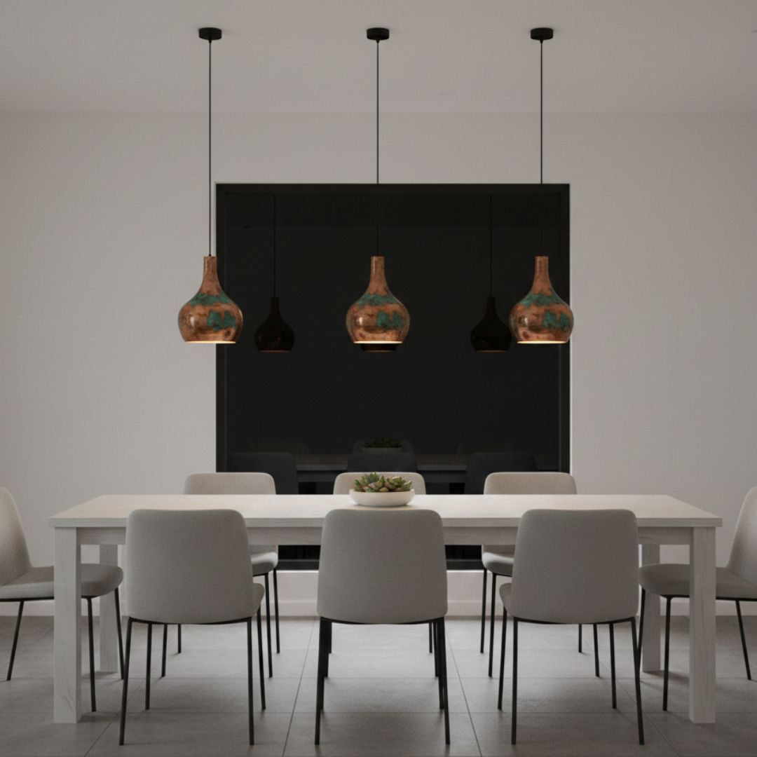 Amayur : Teardrop Patina Copper Pendant Light