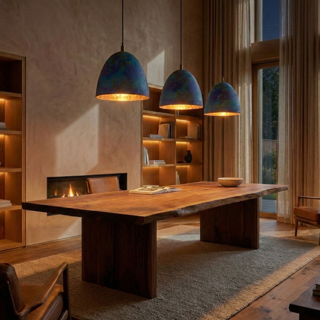 Anir :  Blue Patina Copper Dome Pendant Light