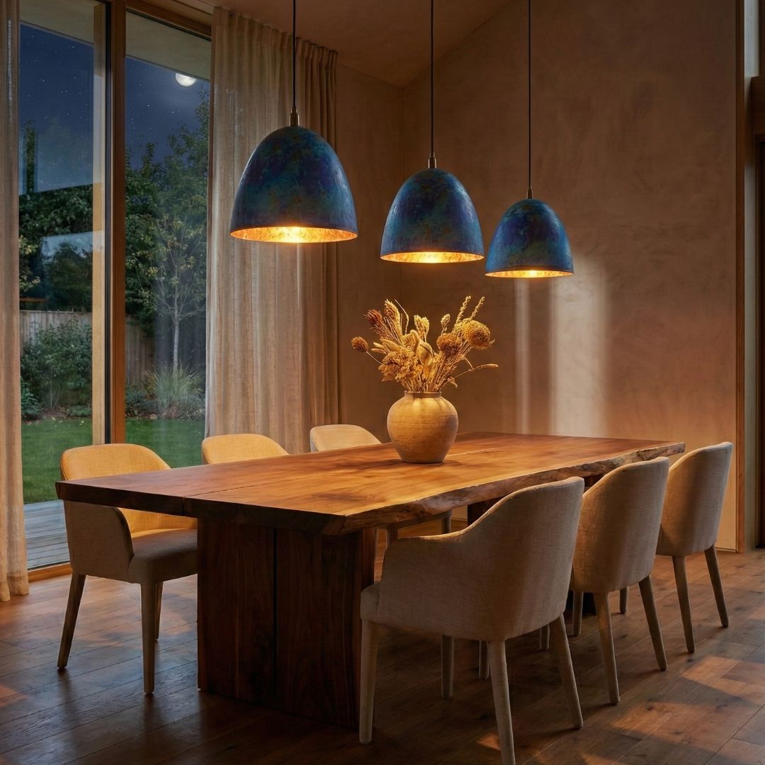 Anir :  Blue Patina Copper Dome Pendant Light