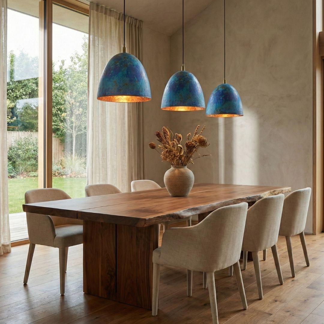 Anir :  Blue Patina Copper Dome Pendant Light