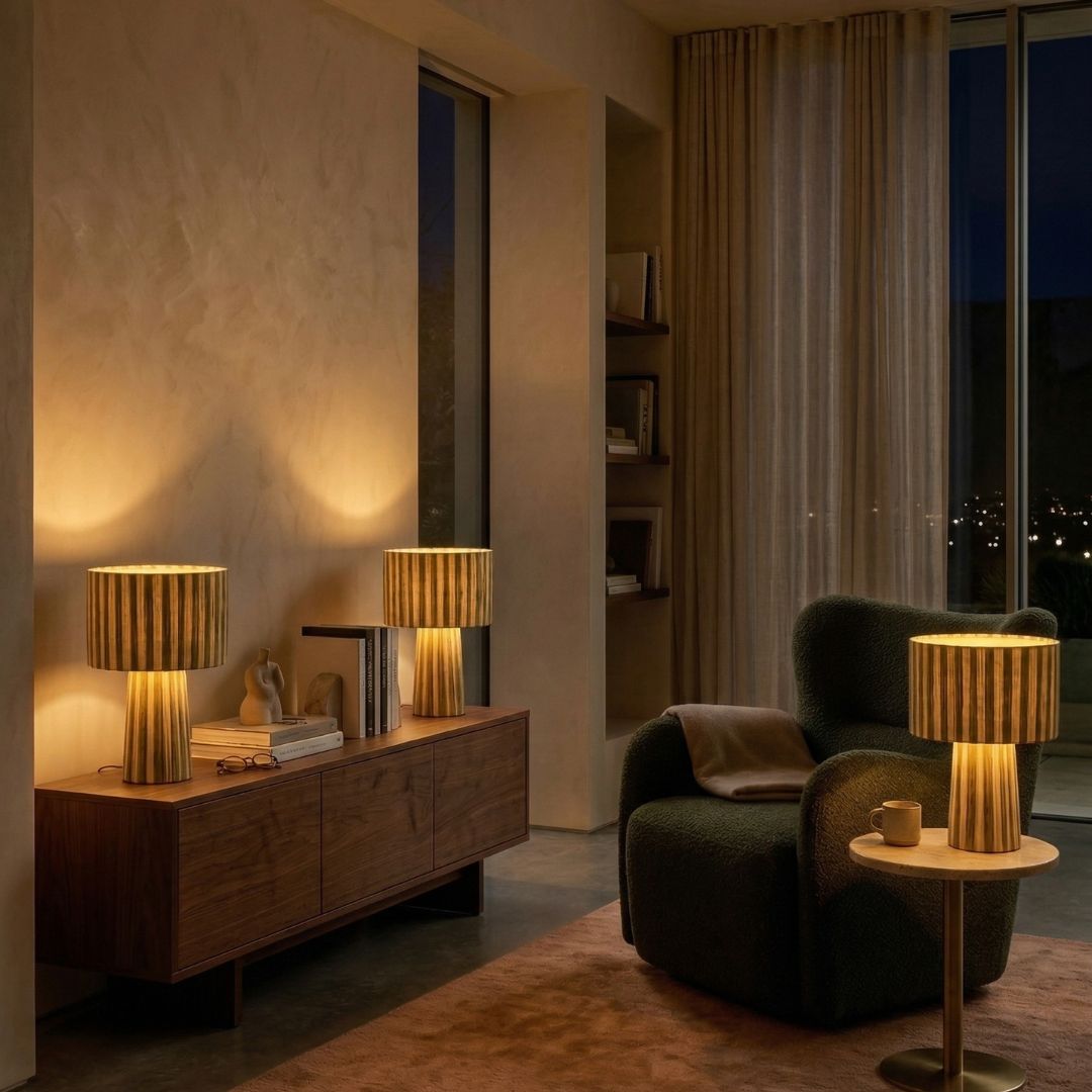 Hand-Woven Raffia Pedestal Table Lamp