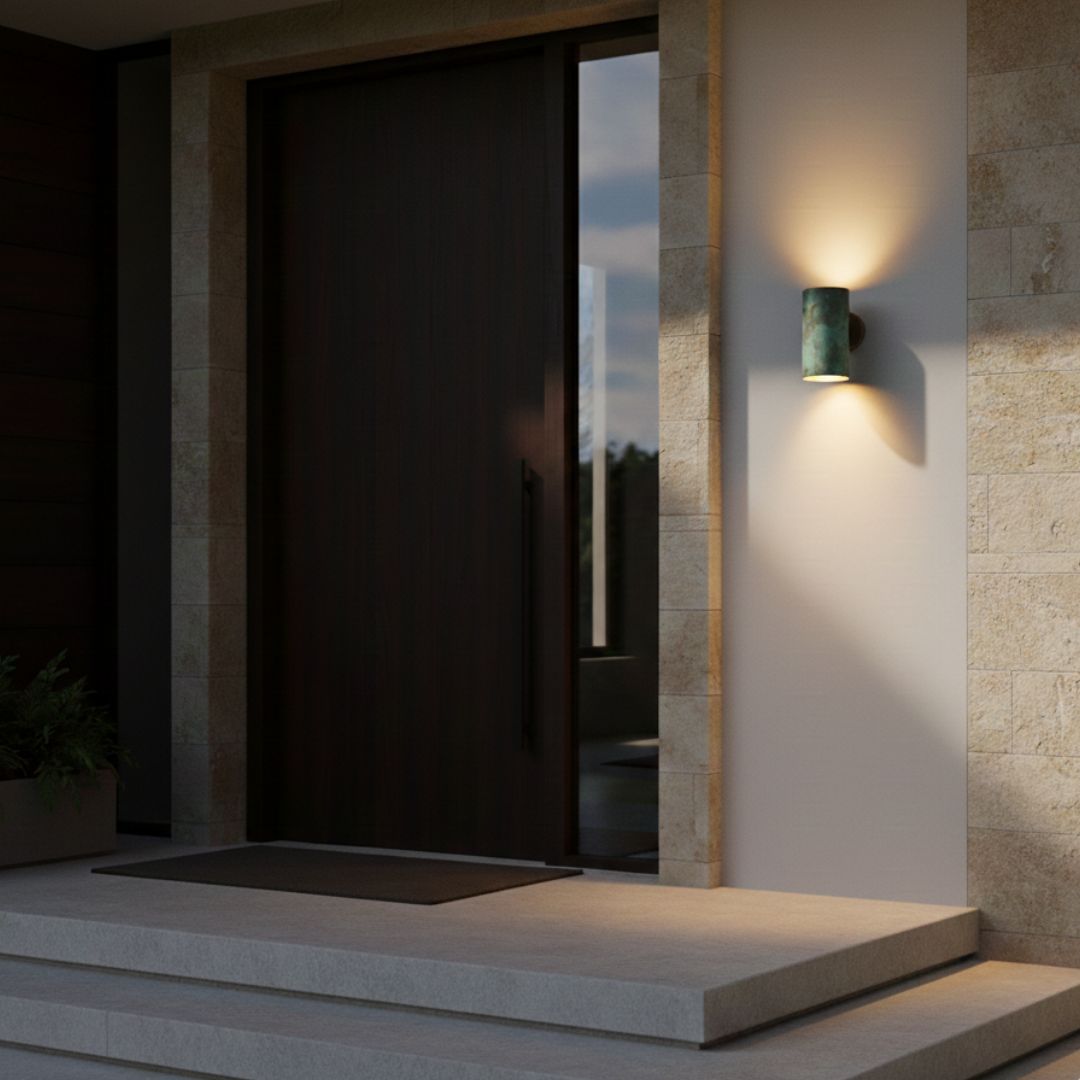 Eliana : Green Patina Cylindrical Wall Sconce