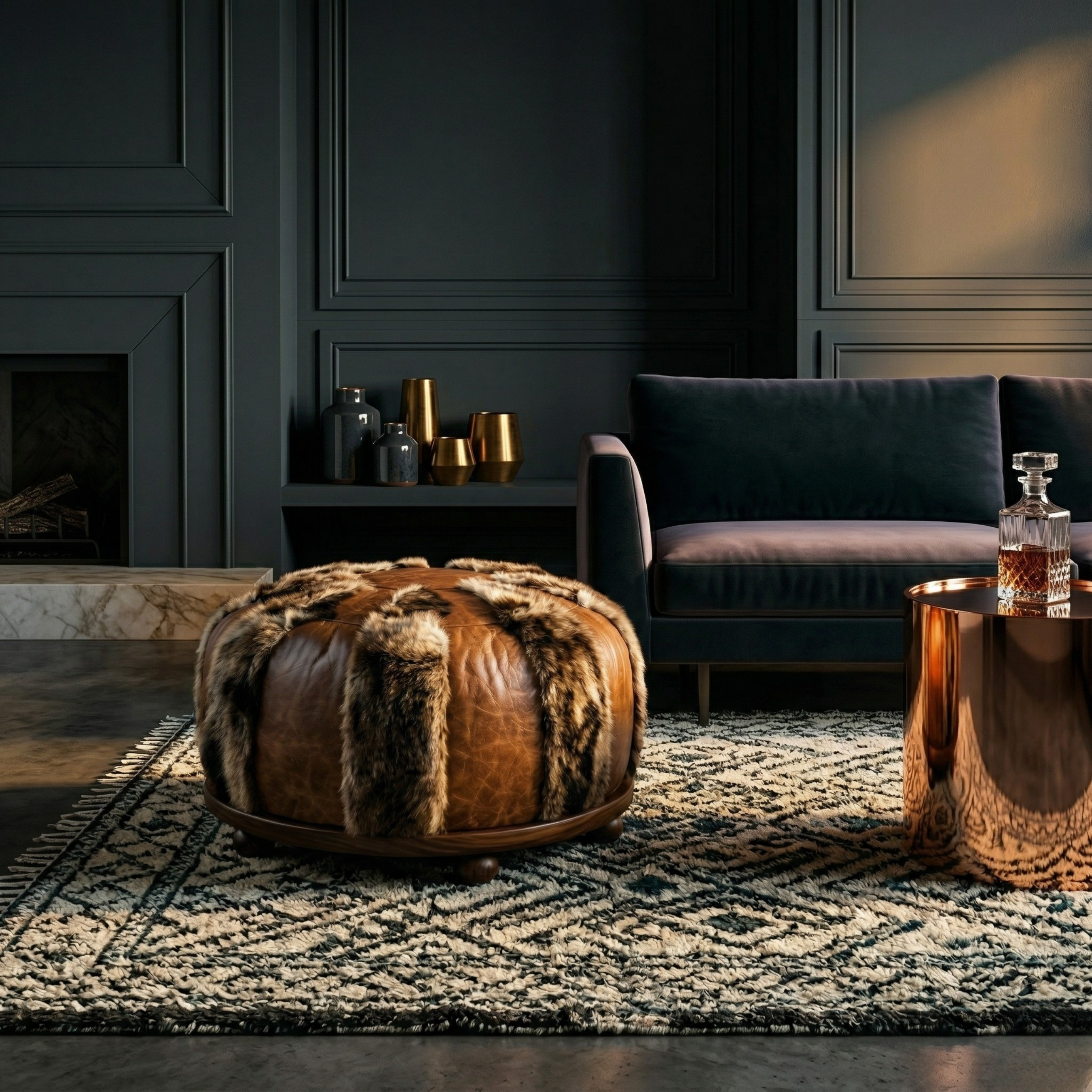 بوف جلدي - شوكولاتة