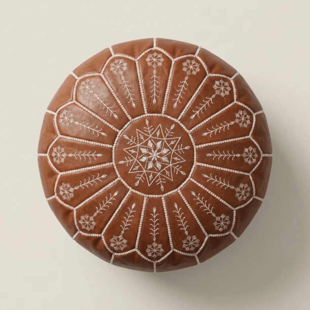Camel Leather Pouf