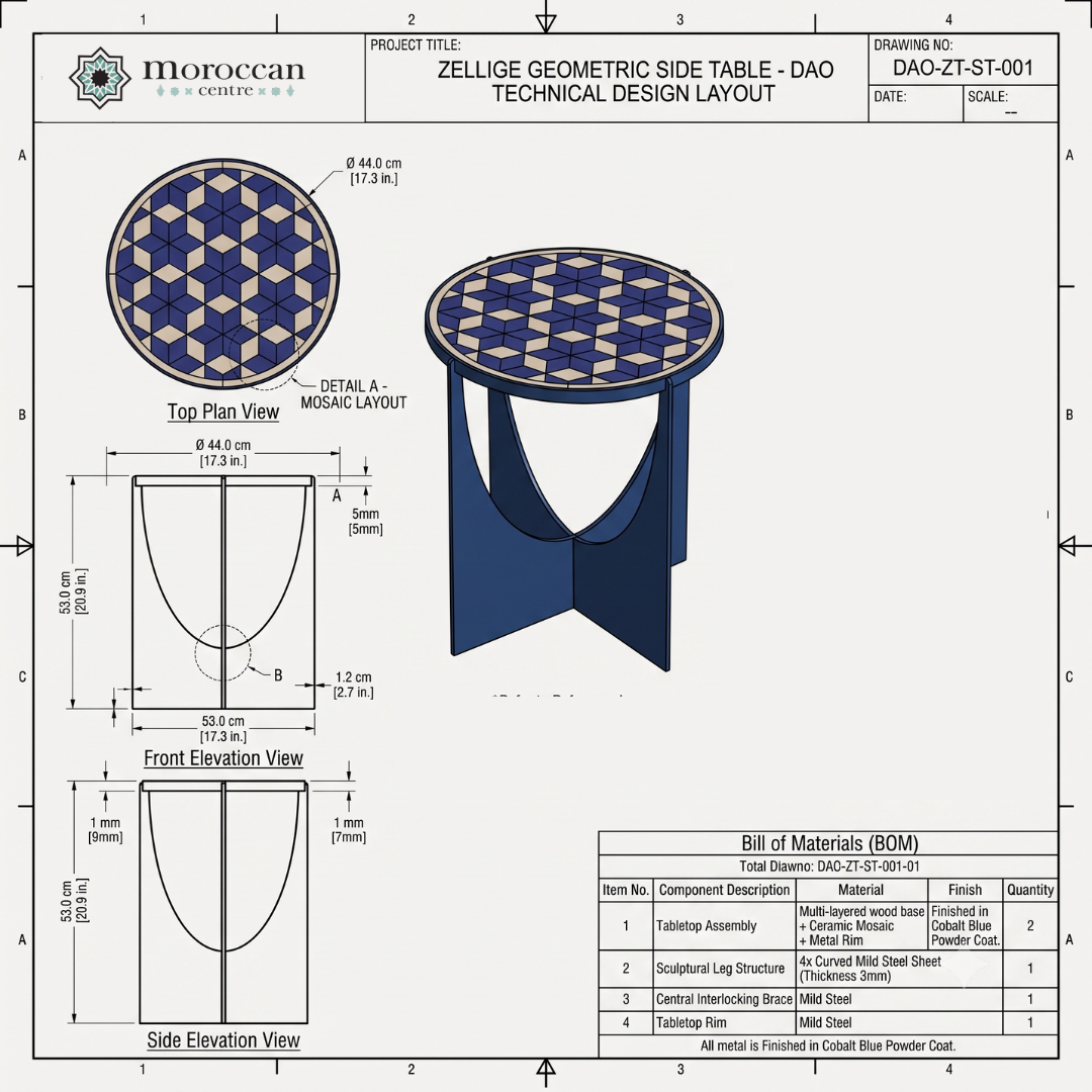 Tangier - Handmade Zellige Mosaic Tile Table