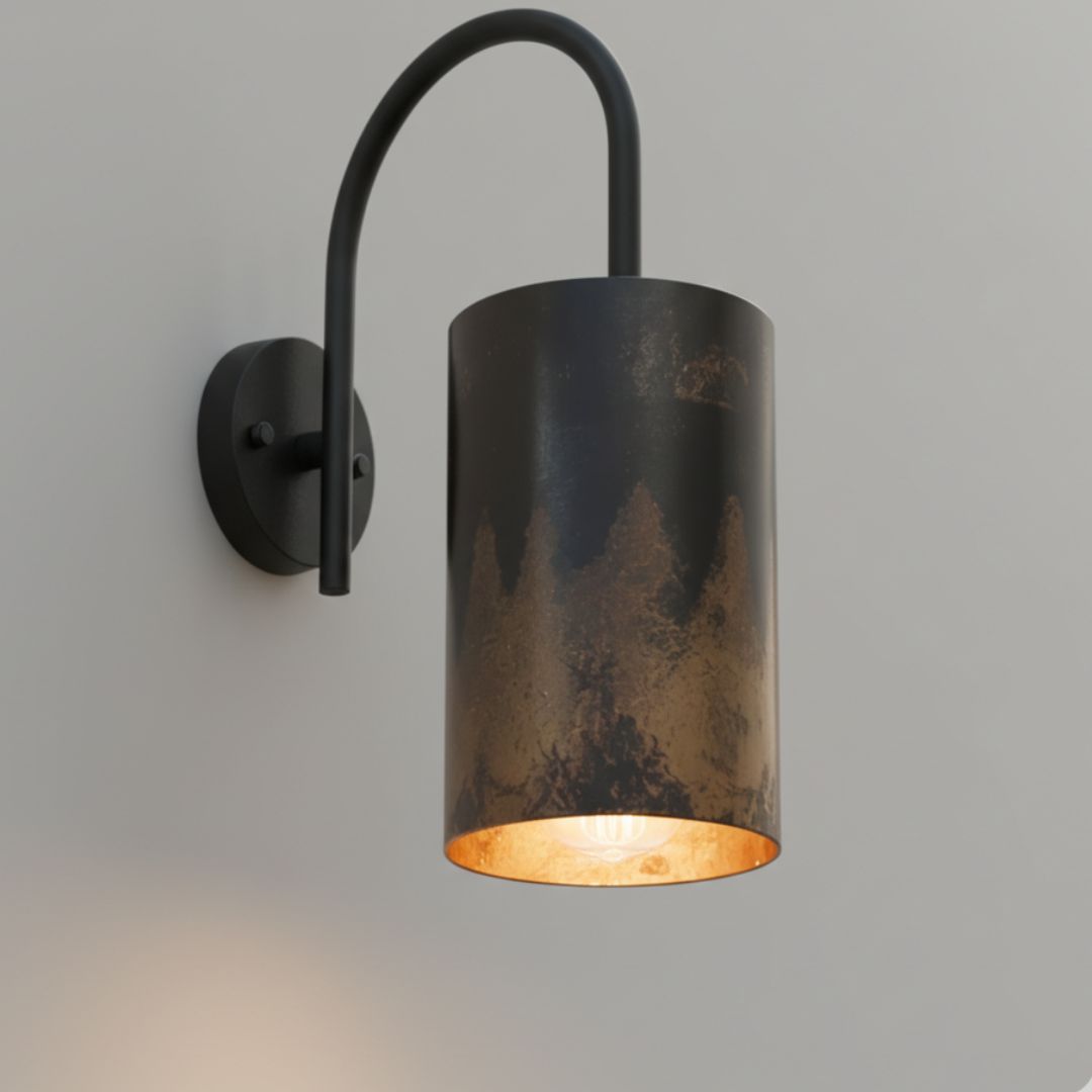 Nora : Dark Patina Curved Wall Sconce