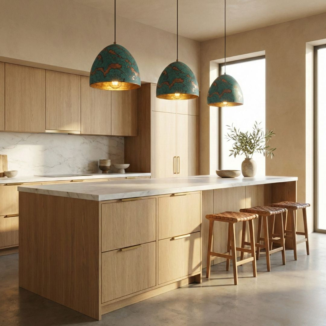 Tayri : Teal Copper Patina Pendant Light
