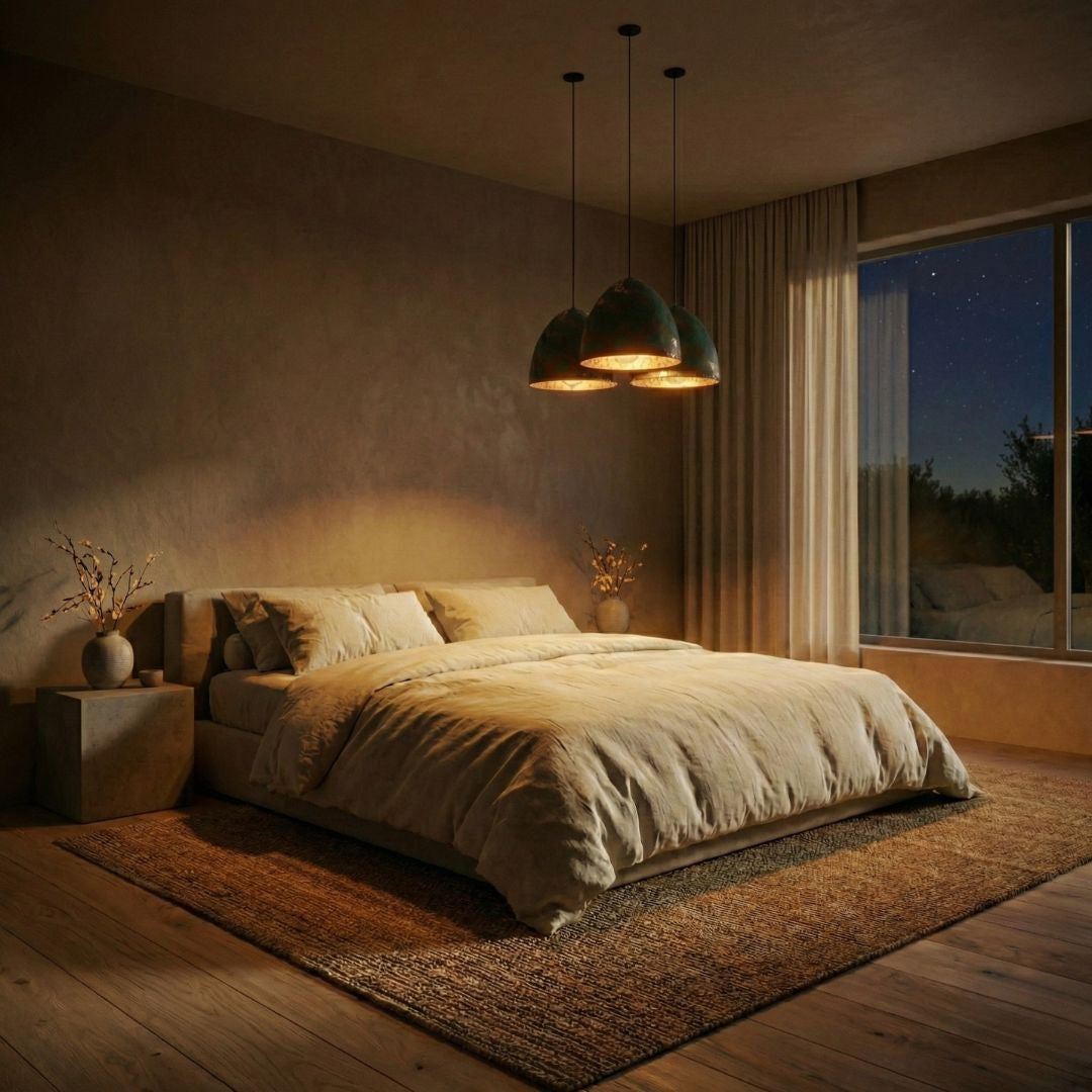 Tayri : Teal Copper Patina Pendant Light