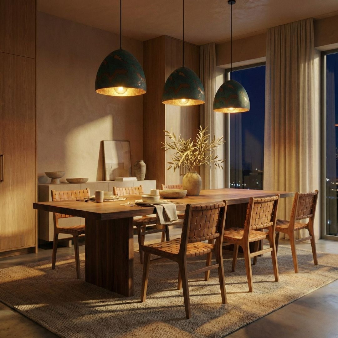 Tayri : Teal Copper Patina Pendant Light