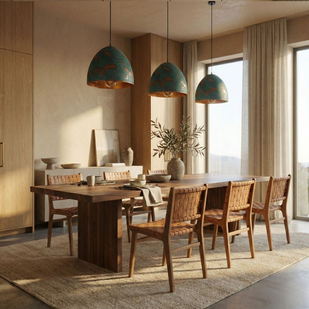 Tayri : Teal Copper Patina Pendant Light