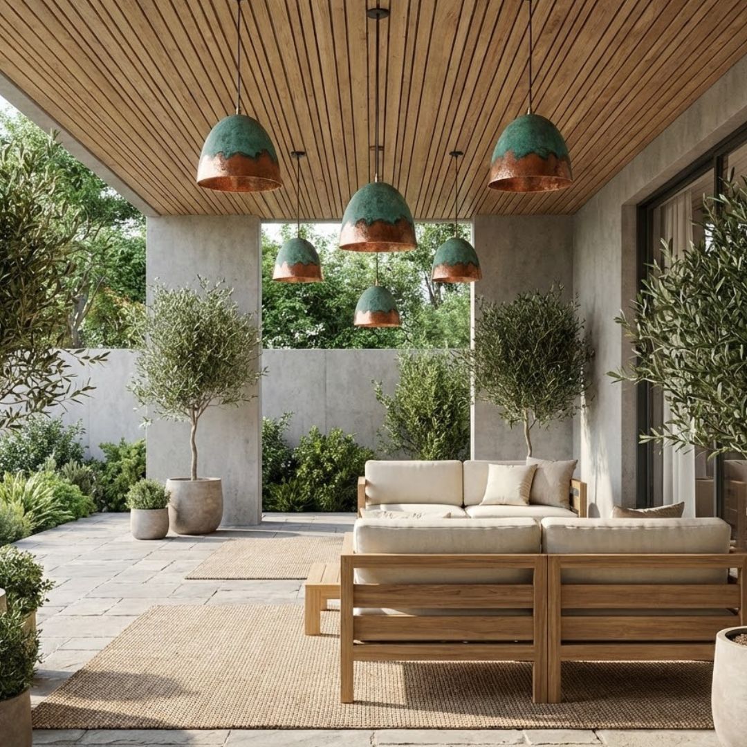 Tifawt : Verdigris Copper Dome Lamp