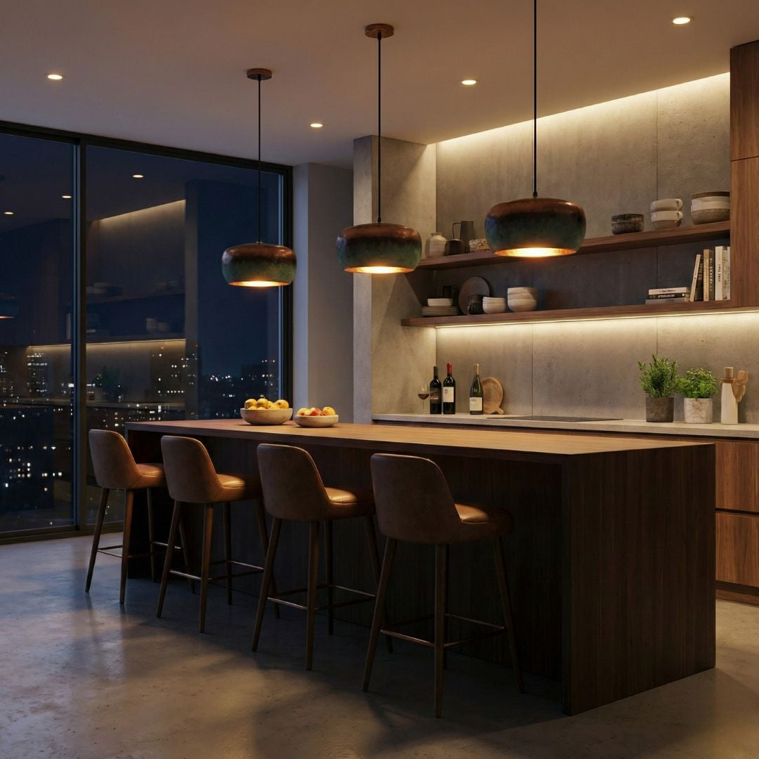 Tumrt : Rounded Patina Copper pendant light