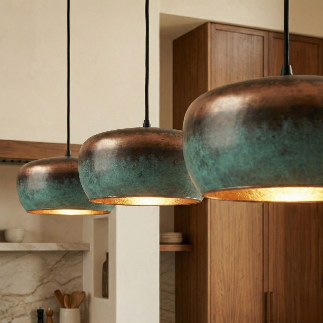 Tumrt : Rounded Patina Copper pendant light