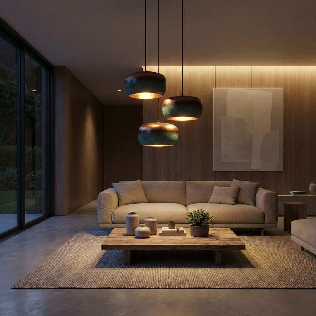 Tumrt : Rounded Patina Copper pendant light