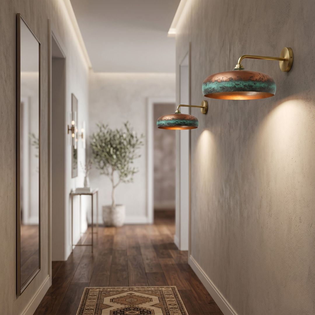 Verdigris Oxidized Copper Dome Wall Sconce
