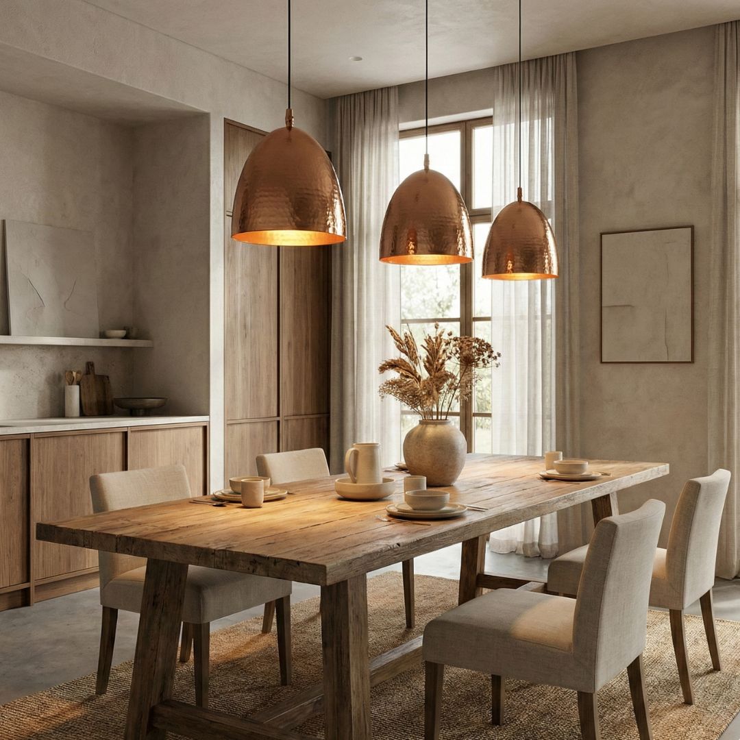 Zigh : Hammered Copper Dome Pendant Light