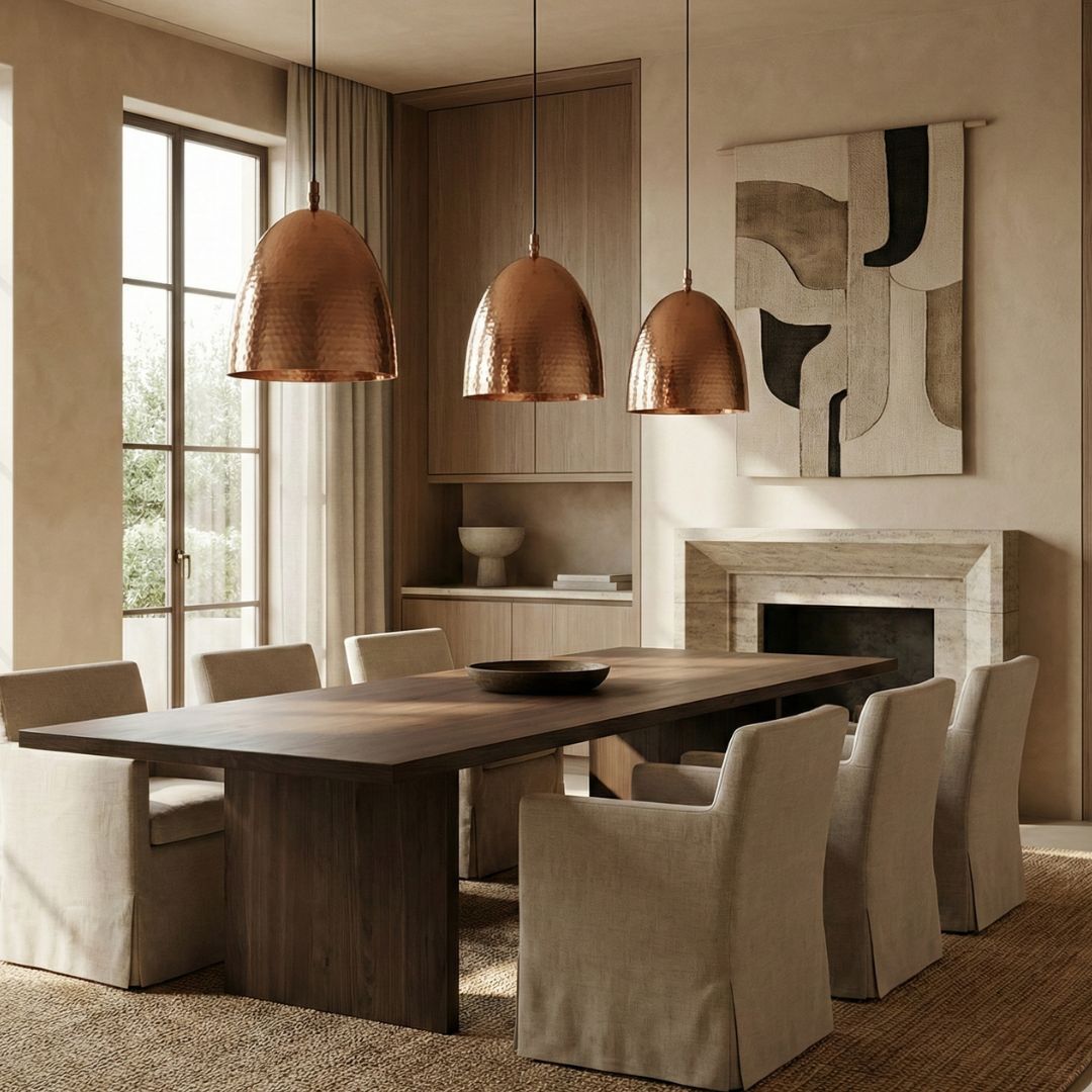 Zigh : Hammered Copper Dome Pendant Light