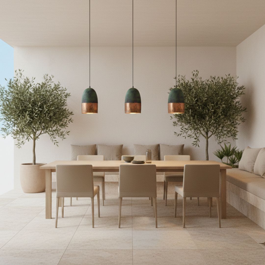 Ziri : Green Patina Copper Pendant Light
