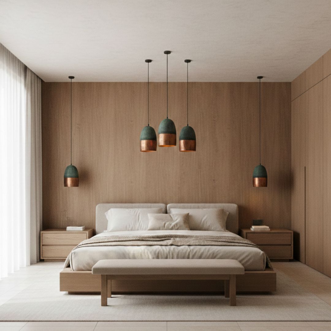 Ziri : Green Patina Copper Pendant Light