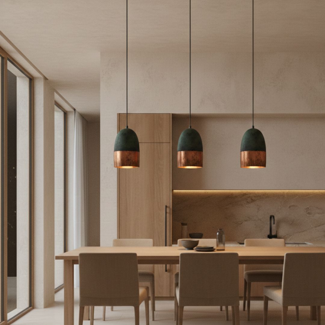 Ziri : Green Patina Copper Pendant Light